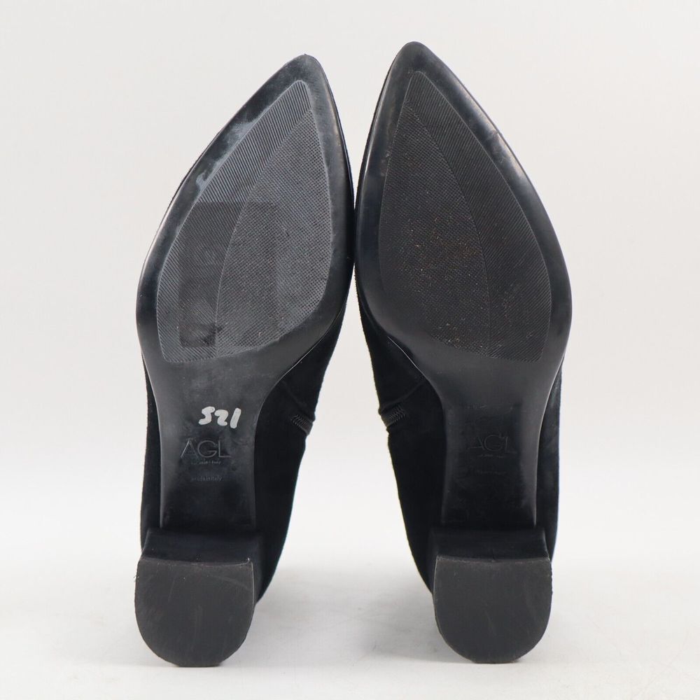 🔥AGL Notch Block Heel Leather Bootie, Black Suede 7.5US/37.5EU MSRP$550🔥 - Picture 6 of 10